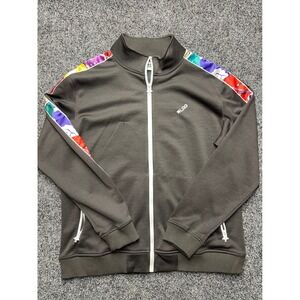 LRG Lifted Research Group Mens Track Jacket XL Grey Multi Color Sleeve Tape Zip